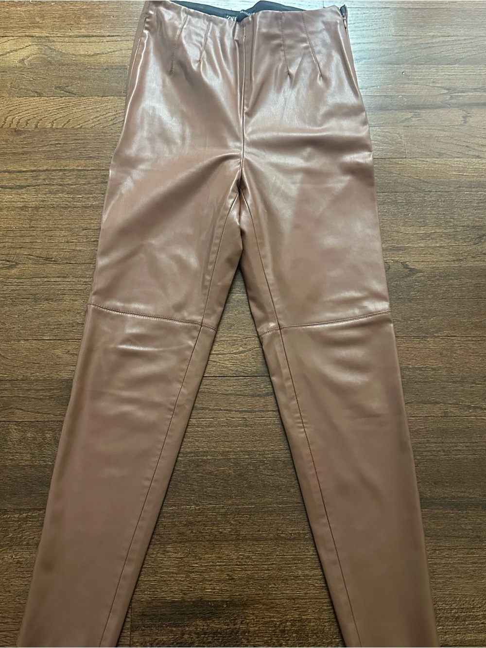 Zara Women's Faux Leather Leggings — Brown